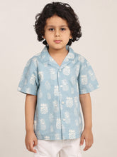 Load image into Gallery viewer, Campana Boys Kenji Half Sleeves Printed Cotton Shirt - Pineapple Print - Light Grey