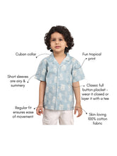 Load image into Gallery viewer, Campana Boys Kenji Half Sleeves Printed Cotton Shirt - Pineapple Print - Light Grey