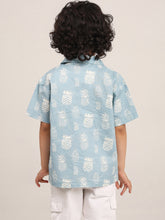 Load image into Gallery viewer, Campana Boys Kenji Half Sleeves Printed Cotton Shirt - Pineapple Print - Light Grey