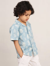 Load image into Gallery viewer, Campana Boys Kenji Half Sleeves Printed Cotton Shirt - Pineapple Print - Light Grey