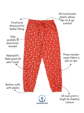 Load image into Gallery viewer, Campana Girls Ella Jogger Pants - Happy Floral Print - Red