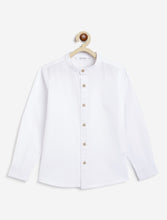 Load image into Gallery viewer, Campana Boys Solid Mandarin Collar Shirt - White