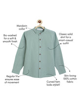 Load image into Gallery viewer, Campana Boys Solid Mandarin Collar Shirt - Halcyon Green