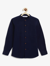 Load image into Gallery viewer, Campana Boys Solid Mandarin Collar Shirt - Navy Blue