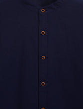 Load image into Gallery viewer, Campana Boys Solid Mandarin Collar Shirt - Navy Blue