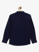 Load image into Gallery viewer, Campana Boys Solid Mandarin Collar Shirt - Navy Blue