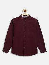 Load image into Gallery viewer, Campana Boys Solid Mandarin Collar Shirt - Plum