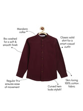 Load image into Gallery viewer, Campana Boys Solid Mandarin Collar Shirt - Plum