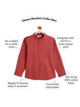 Load image into Gallery viewer, Campana Boys Pure Cotton Solid Mandarin Collar Shirt - Rust