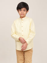 Load image into Gallery viewer, Campana Boys Solid Mandarin Collar Shirt - Lemon Yellow