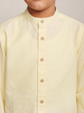 Load image into Gallery viewer, Campana Boys Solid Mandarin Collar Shirt - Lemon Yellow