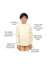 Load image into Gallery viewer, Campana Boys Solid Mandarin Collar Shirt - Lemon Yellow