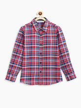 Load image into Gallery viewer, Campana Boys Wilson Full Sleeve Shirt - Checks - Red & French Blue
