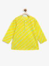 Load image into Gallery viewer, Campana Boys Bansi Dhoti Kurta Set - Leheriya Print - Yellow & Sky Blue