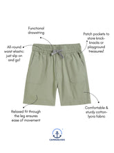 Load image into Gallery viewer, Campana Boys Carlos Cotton-Lycra Relax Fit Pull-on Shorts - Khaki Green