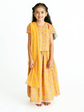 Load image into Gallery viewer, Campana Girls Bulbul Lehenga Set - Fresh Floral Print - Mango Yellow