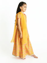 Load image into Gallery viewer, Campana Girls Bulbul Lehenga Set - Fresh Floral Print - Mango Yellow