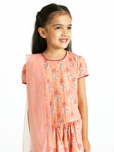 Load image into Gallery viewer, Campana Girls Bulbul Lehenga Set - Fresh Floral Print - Peachy Pink