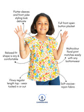 Load image into Gallery viewer, Campana Girls Erika Short Sleeves Button-down Top - Floral Print - Multicolour