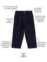 Load image into Gallery viewer, Campana Boys Hugo Cotton-Lycra Relax Fit Pull-on Pants - Navy