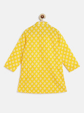 Load image into Gallery viewer, Campana Boys Mrinal Button Down Kurta Pyjama Set - Block Print - Yellow