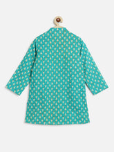 Load image into Gallery viewer, Campana Boys Mrinal Button Down Kurta Pyjama Set - Petit Paisley Print - Turquoise Blue