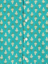 Load image into Gallery viewer, Campana Boys Mrinal Button Down Kurta Pyjama Set - Petit Paisley Print - Turquoise Blue