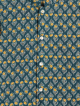 Load image into Gallery viewer, Campana Boys Mrinal Button Down Kurta Pyjama Set - Kantha Block Print - Teal & Yellow