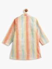 Load image into Gallery viewer, Campana Boys Mrinal Button Down Kurta Pyjama Set - Chevron Print - Yellow & Multicolour