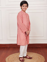 Load image into Gallery viewer, Campana Boys Mrinal Button Down Kurta Pyjama Set - Floral Pinwheel Print - Dusty Pink
