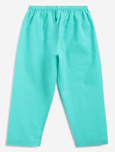 Load image into Gallery viewer, Campana Boys Mrinal Button Down Kurta Pyjama Set - Block Print - Lime & Turquoise