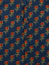 Load image into Gallery viewer, Campana Boys Mrinal Button Down Pure Cotton Kurta Pyjama Set - Block Print - Navy & Maroon