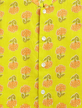 Load image into Gallery viewer, Campana Boys Mrinal Button Down Kurta Pyjama Set - Block Print - Lime Green & Peach
