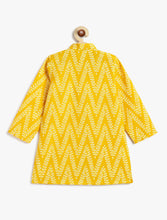 Load image into Gallery viewer, Campana Boys Mrinal Button Down Kurta Pyjama Set - Chevron Print - Yellow & White