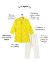Load image into Gallery viewer, Campana Boys Mrinal Pure Cotton Floral Print Print Kurta Pyjama Set - Lime Green