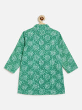 Load image into Gallery viewer, Campana Boys Mrinal Pure Cotton Kanthawork & Printed Button Down Kurta Pyjama Set - Green