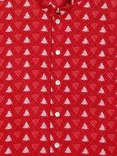 Load image into Gallery viewer, Campana Boys Mrinal Pure Cotton Geometric Print Button Down Kurta Pyjama Set - Red
