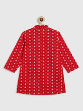Load image into Gallery viewer, Campana Boys Mrinal Pure Cotton Geometric Print Button Down Kurta Pyjama Set - Red