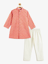 Load image into Gallery viewer, Campana Boys Mrinal Pure Cotton Flower Blockprint Kurta Pyjama Set - Pink