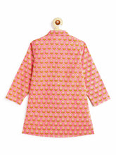 Load image into Gallery viewer, Campana Boys Mrinal Pure Cotton Flower Blockprint Kurta Pyjama Set - Pink