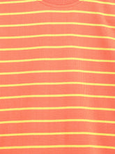 Load image into Gallery viewer, Campana Girls Alexis Half Sleeves Striped Cotton T-Shirt - Peach & Yellow