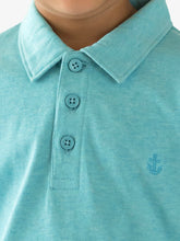 Load image into Gallery viewer, Campana Boys Niko Melange Pure Cotton Polo T-Shirt - Ice Blue
