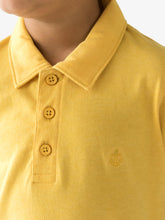 Load image into Gallery viewer, Campana Boys Niko Melange Pure Cotton Polo T-Shirt - Lemon Yellow