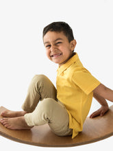 Load image into Gallery viewer, Campana Boys Niko Melange Pure Cotton Polo T-Shirt - Lemon Yellow