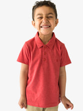 Load image into Gallery viewer, Campana Boys Niko Melange Pure Cotton Polo T-Shirt - Coral Red