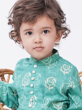 Load image into Gallery viewer, Campana Boys Mehul Dhoti Kurta Set - Block Print - Turquoise