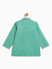 Load image into Gallery viewer, Campana Boys Mehul Cotton Dhoti Kurta Set - Bandhani Print - Teal Blue