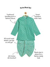 Load image into Gallery viewer, Campana Boys Mehul Cotton Dhoti Kurta Set - Bandhani Print - Teal Blue
