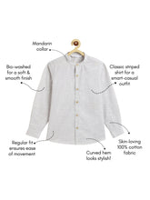 Load image into Gallery viewer, Campana Boys Jon Full Sleeves Striped Cotton Shirt - Light Grey