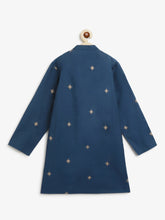 Load image into Gallery viewer, Campana Boys Mehul Kurta Pyjama Set - Chanderi Khari Print - Navy & Gold